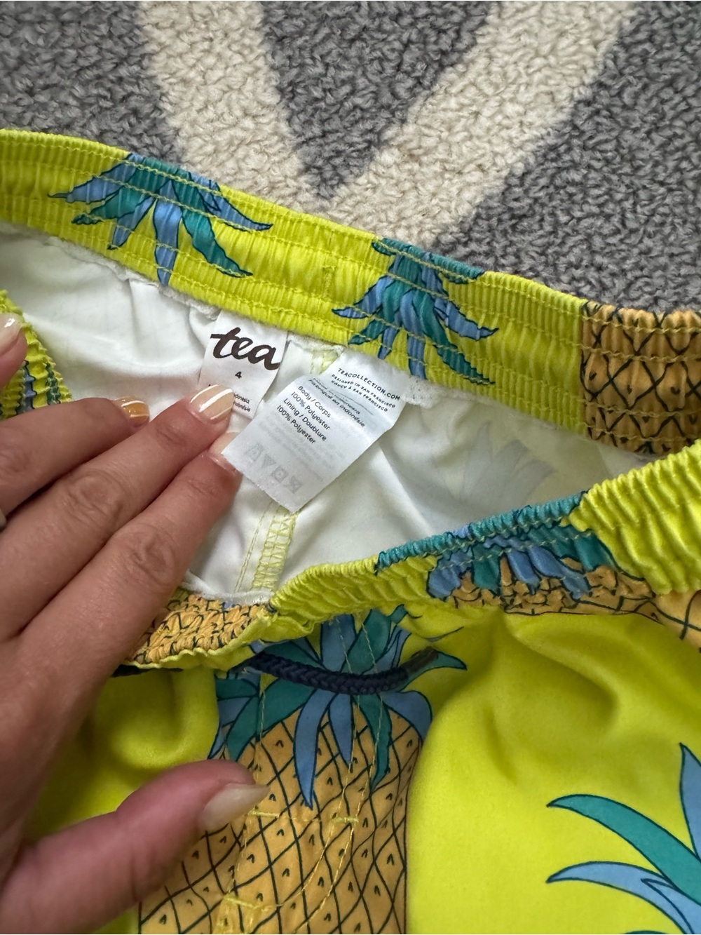 Tea Collection Lime Yellow Pineapple Print Kids Swim Bottoms